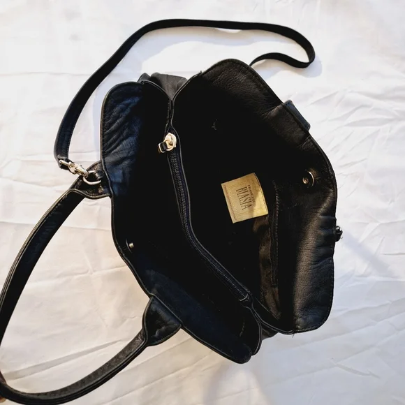 BIASIA GENIUNE LEATHER HANDBAG – CROSSBODY DARK NAVY – VINTAGE - Picture 4 of 8